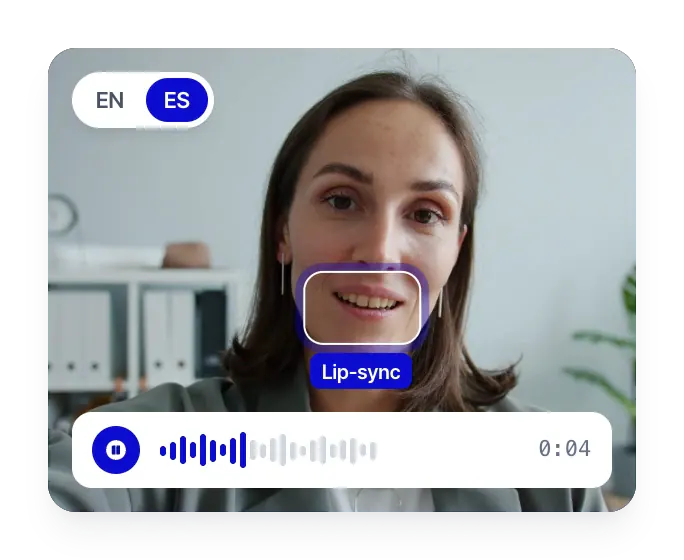تم تطبيق مزامنة الشفاه على الدبلجة الإسبانية: يتم تمييز فم المتحدث أثناء تشغيل الجملة المدبلجة